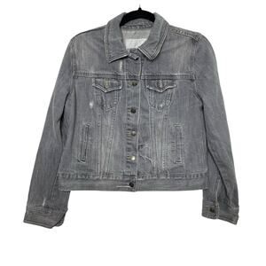 Old Navy Denim Jacket‎ Flap Pockets Long Sleeve Collared Grey LP Country Concert